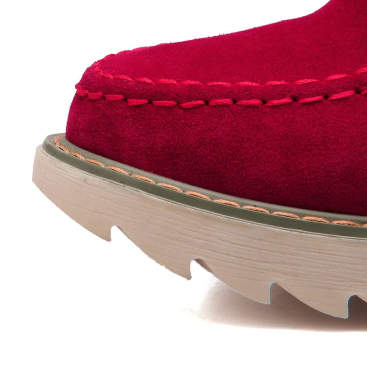 Women's Suede Stitching Tassel Lace Up Flat Short Boots