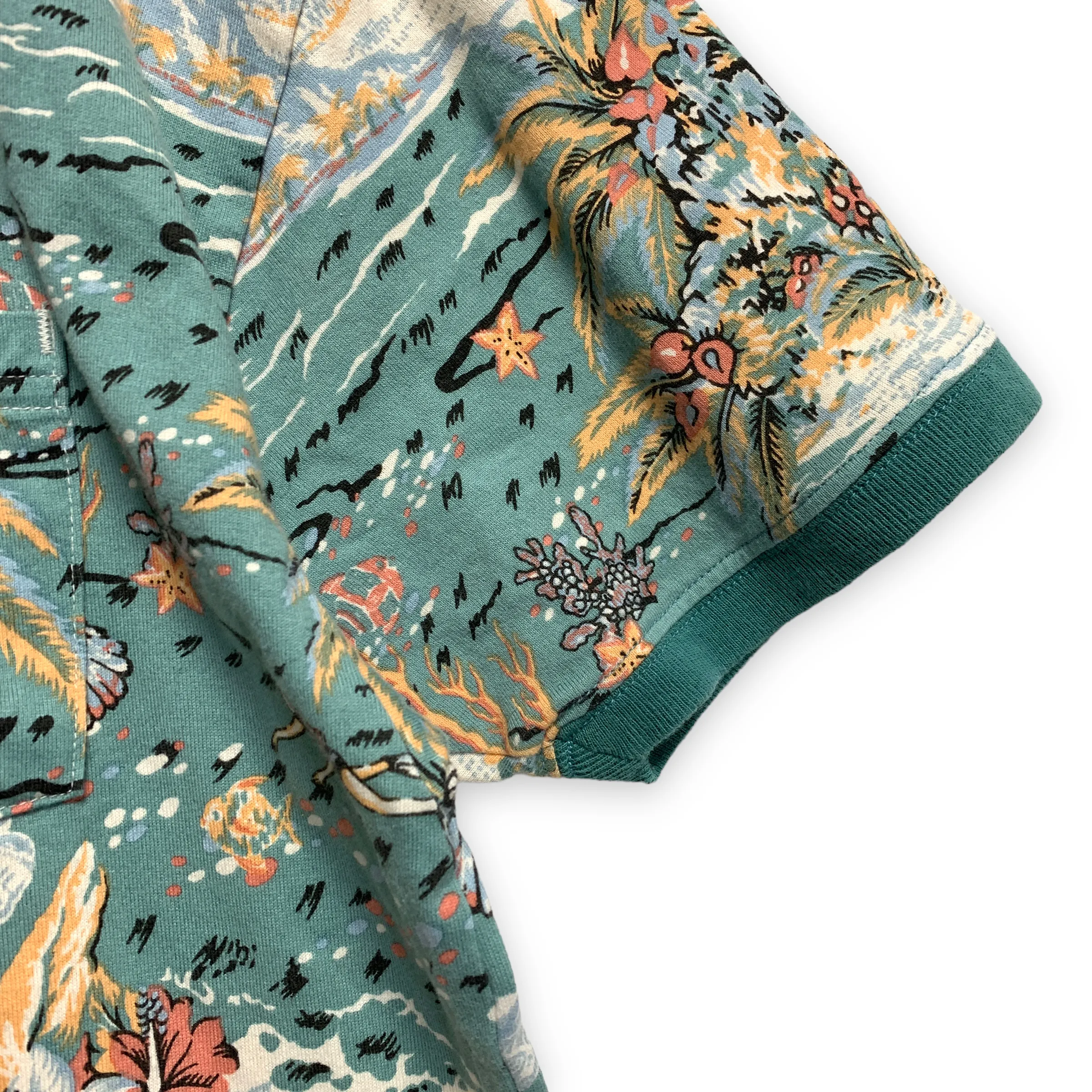 [XL] Kapital Hula Girl Aloha Diver Print Pocket Polo Shirt