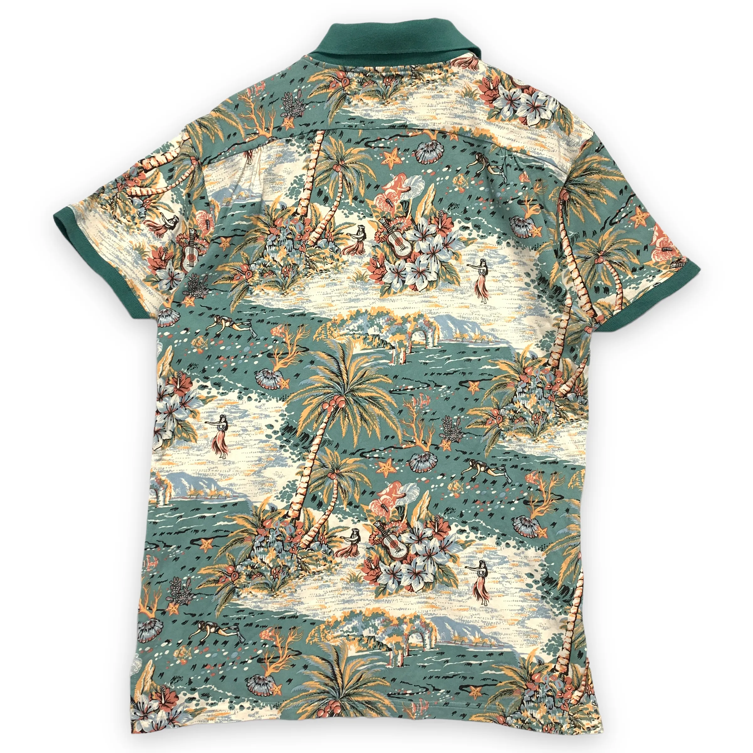 [XL] Kapital Hula Girl Aloha Diver Print Pocket Polo Shirt