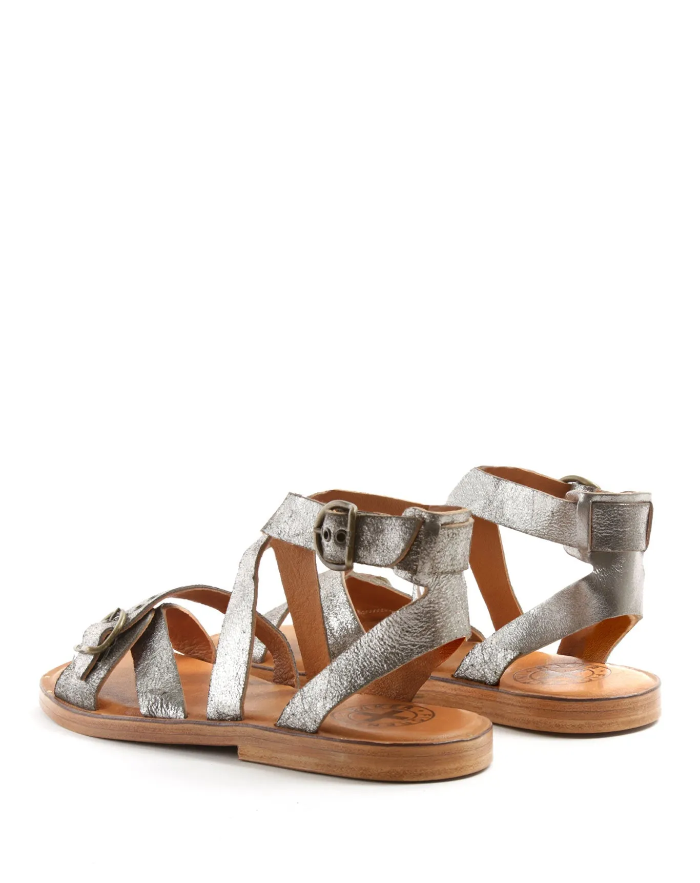 ZIVA Gunmetal Leather Sandals