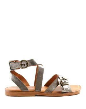 ZIVA Gunmetal Leather Sandals
